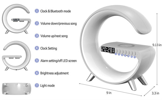 Lámpara LED Inteligente G con Altavoz Bluetooth, Cargador Inalámbrico y Control por App - Image 44