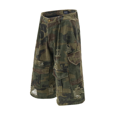 Shorts Punk Holgados con Múltiples Bolsillos y Detalles Rotos - Image 25