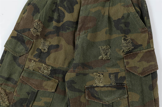 Shorts Punk Holgados con Múltiples Bolsillos y Detalles Rotos - Image 31