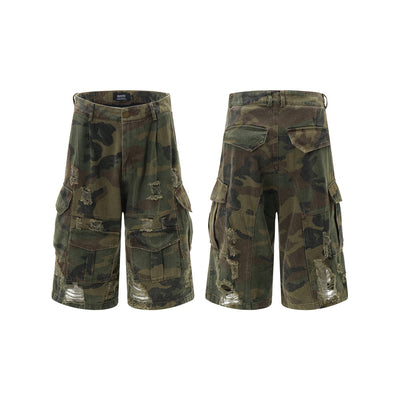 Shorts Punk Holgados con Múltiples Bolsillos y Detalles Rotos - Image 36