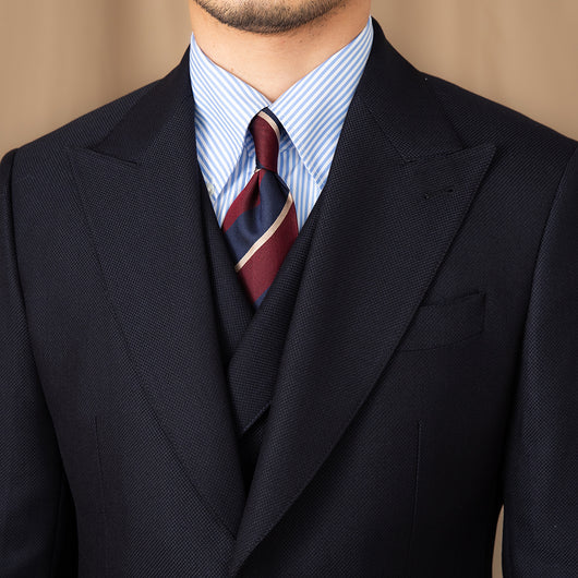 Traje Tres Piezas Slim Fit Azul Marino con Solapa de Caballero - Image 24