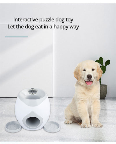 Smart pet feeder and tennis ball reward machine in white and lime green, with two mini tennis balls and a scoop. - Image 14
