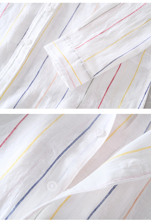 Camisa Casual de Rayas para Hombre - Manga Larga - Image 8