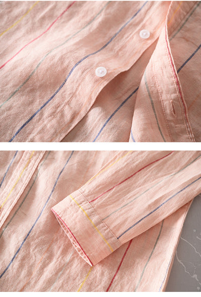 Camisa Casual de Rayas para Hombre - Manga Larga - Image 9