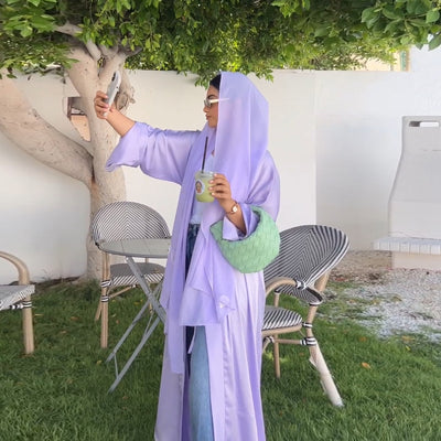 Vestido Abaya de Satén Suave - Moda Elegante Oriente Medio - Image 30