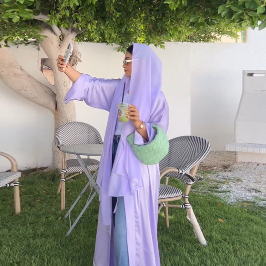 Vestido Abaya de Satén Suave - Moda Elegante Oriente Medio - Image 30