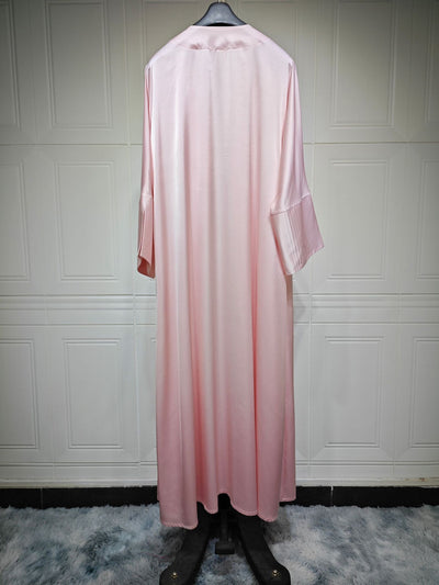 Vestido Abaya de Satén Suave - Moda Elegante Oriente Medio - Image 41