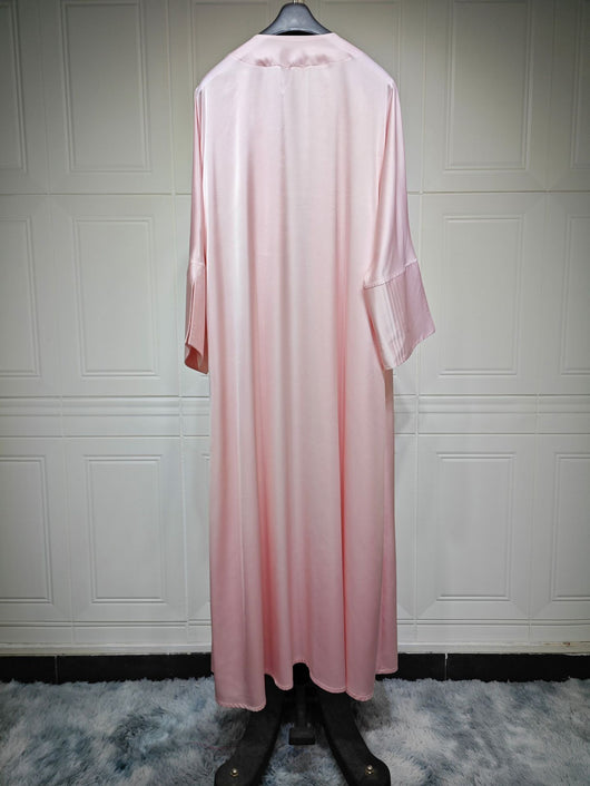 Vestido Abaya de Satén Suave - Moda Elegante Oriente Medio - Image 41
