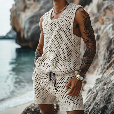 Conjunto Casual con Patrón Vertical - Camisa Slim Fit Manga Corta y Shorts - Image 14