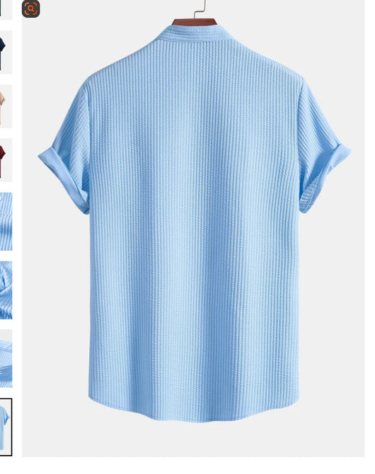 Camisa Suelta de Manga Corta para Hombre - Comodidad Veraniega - Image 18