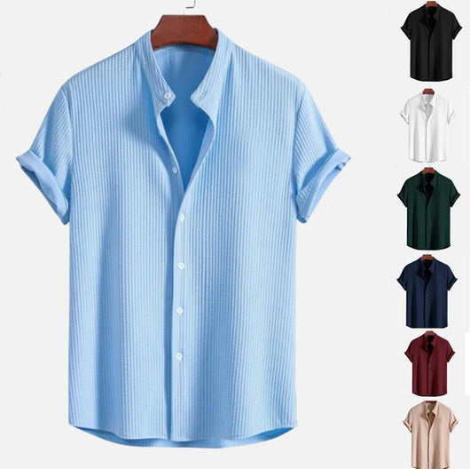Camisa Suelta de Manga Corta para Hombre - Comodidad Veraniega - Image 23
