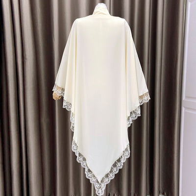 Tocado Árabe Baotou con Encaje - Velo de Moda en Colores Sólidos - Image 8