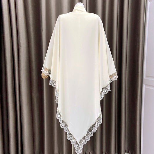 Tocado Árabe Baotou con Encaje - Velo de Moda en Colores Sólidos - Image 8