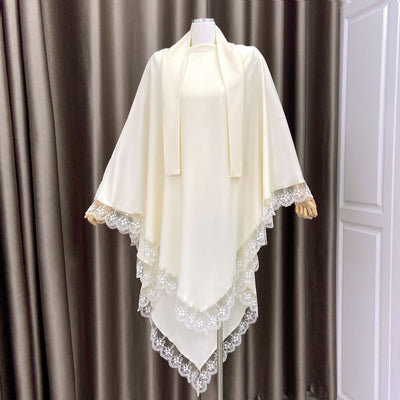 Tocado Árabe Baotou con Encaje - Velo de Moda en Colores Sólidos - Image 9