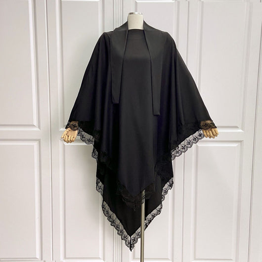 Tocado Árabe Baotou con Encaje - Velo de Moda en Colores Sólidos - Image 15