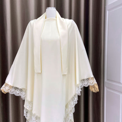 Tocado Árabe Baotou con Encaje - Velo de Moda en Colores Sólidos - Image 19