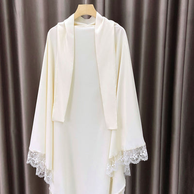 Tocado Árabe Baotou con Encaje - Velo de Moda en Colores Sólidos - Image 22