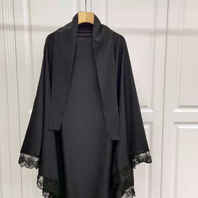 Tocado Árabe Baotou con Encaje - Velo de Moda en Colores Sólidos - Image 26