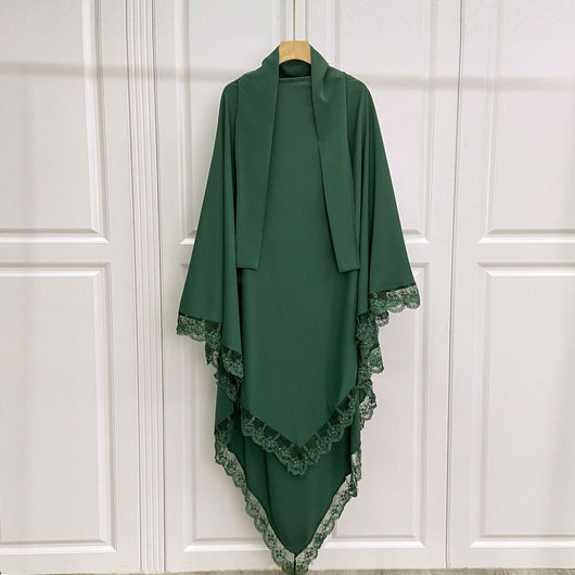 Tocado Árabe Baotou con Encaje - Velo de Moda en Colores Sólidos - Image 31
