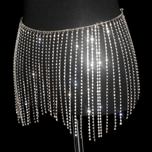 Falda Danza Vientre Lentejuelas Flecos Brillante - Image 7