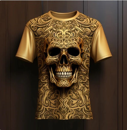 Playera Hip Hop 3D Calavera Estampado Europeo Tendencia Urbana - Image 34