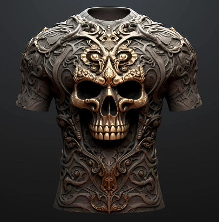 Playera Hip Hop 3D Calavera Estampado Europeo Tendencia Urbana - Image 39
