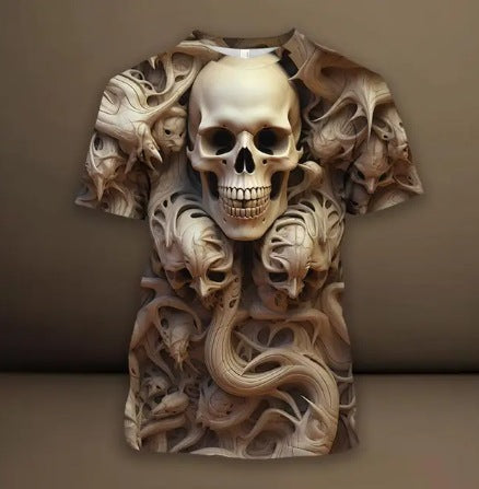 Playera Hip Hop 3D Calavera Estampado Europeo Tendencia Urbana - Image 43