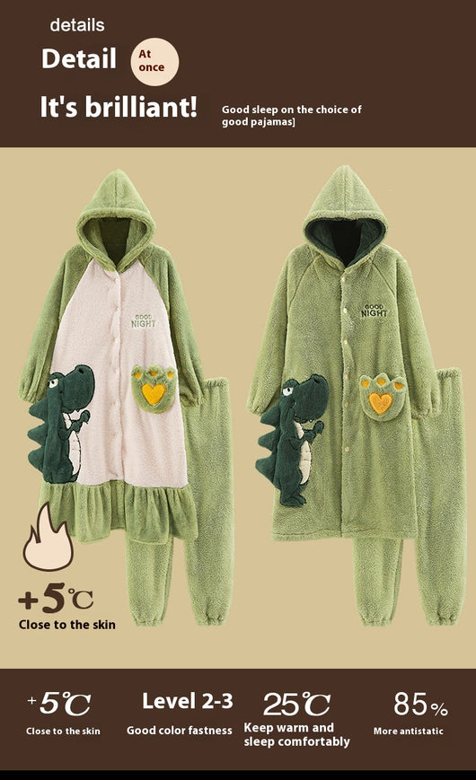 Bata Térmica de Franela para Parejas - Talla Grande Coral Fleece Invierno - Image 31