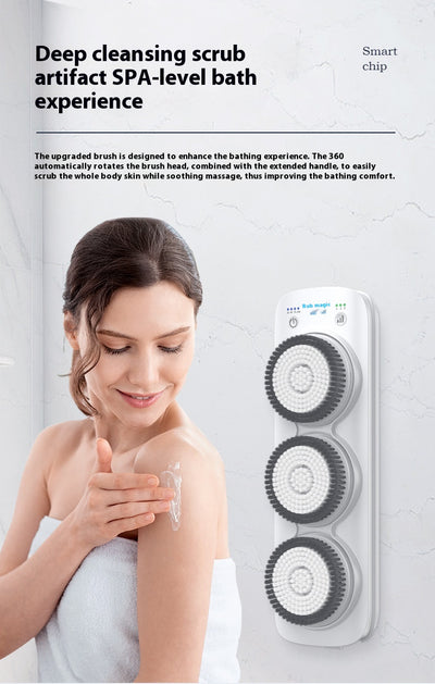 Three PBT brush head refills for an electric bath rubbing machine, packaged in a clear blister pack with a teal backing. - Image 26
