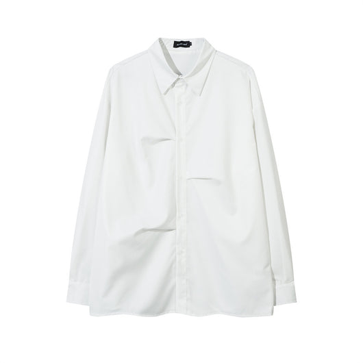 Camisa Plisada Suelta de Manga Larga para Hombre - Diseño Moderno y Elegante - Image 25