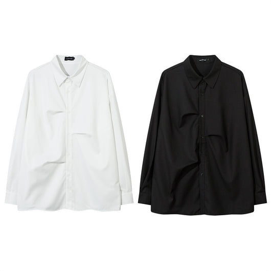 Camisa Plisada Suelta de Manga Larga para Hombre - Diseño Moderno y Elegante - Image 33