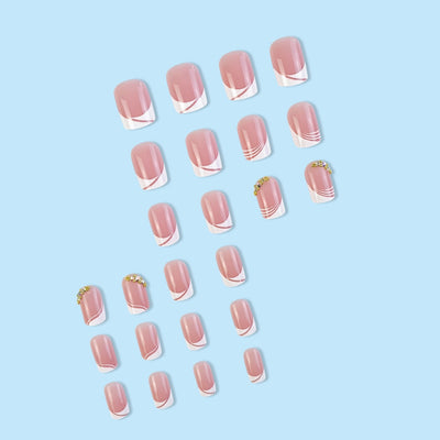 Uñas Francesas Cortas con Strass - Diseño Puro y Elegante - Image 19