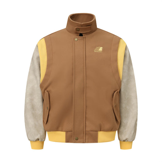 Chaqueta Deportiva Beisbolera Hombre con Contraste de Piel PU - Image 41