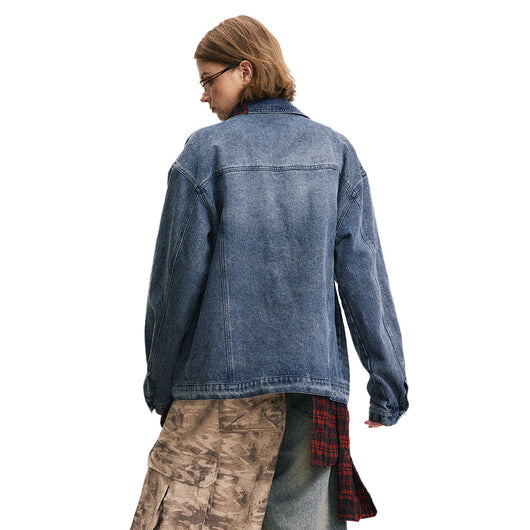 Chaqueta Denim con Costuras Irregulares y Efecto Dos Piezas - Image 32