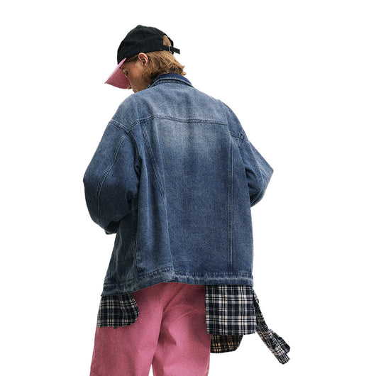 Chaqueta Denim con Costuras Irregulares y Efecto Dos Piezas - Image 33