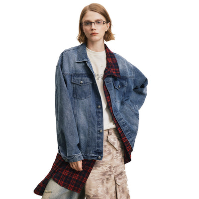 Chaqueta Denim con Costuras Irregulares y Efecto Dos Piezas - Image 34
