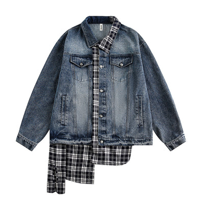 Chaqueta Denim con Costuras Irregulares y Efecto Dos Piezas - Image 38