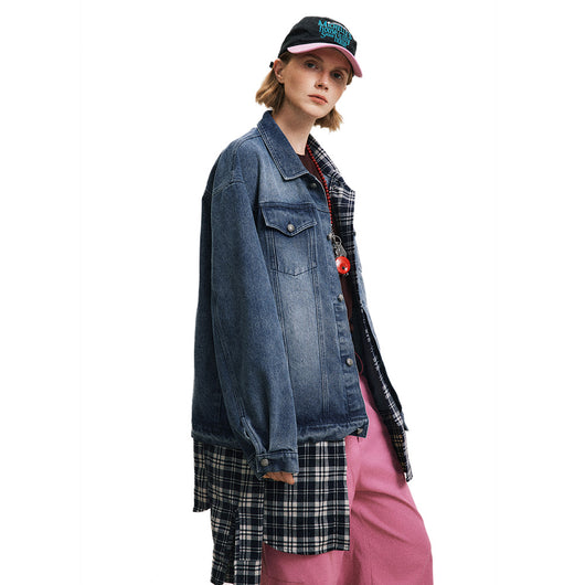 Chaqueta Denim con Costuras Irregulares y Efecto Dos Piezas - Image 45