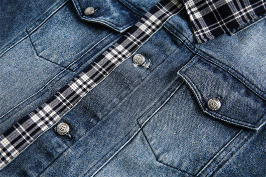 Chaqueta Denim con Costuras Irregulares y Efecto Dos Piezas - Image 47