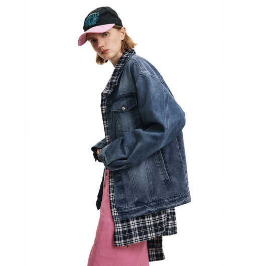 Chaqueta Denim con Costuras Irregulares y Efecto Dos Piezas - Image 48