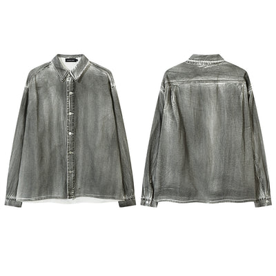 Camisa Vaquera Desgastada de Estilo Industrial para Hombre - Image 26