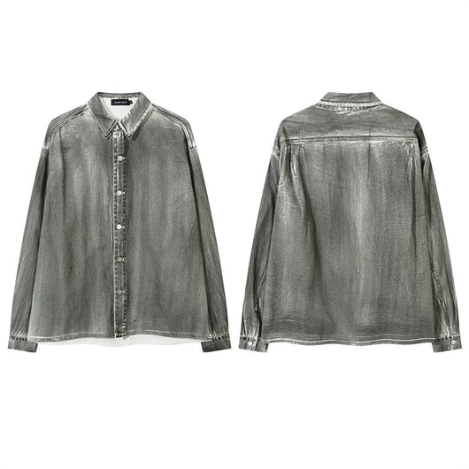 Camisa Vaquera Desgastada de Estilo Industrial para Hombre - Image 26