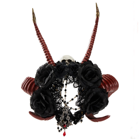 Diadema de Cuernos de Demonio Gótico - Accesorio Halloween Calavera Roja - Image 16