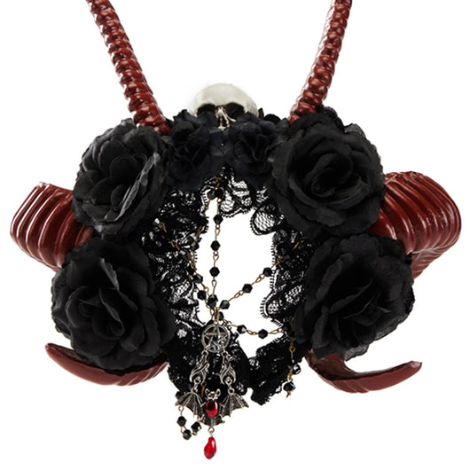 Diadema de Cuernos de Demonio Gótico - Accesorio Halloween Calavera Roja - Image 20