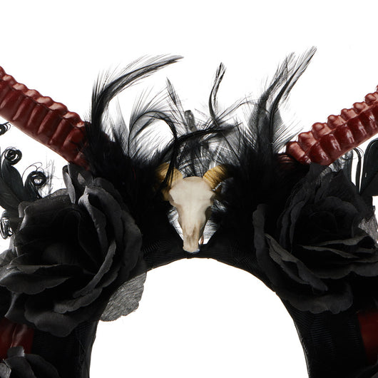 Diadema de Cuernos de Demonio Gótico - Accesorio Halloween Calavera Roja - Image 23