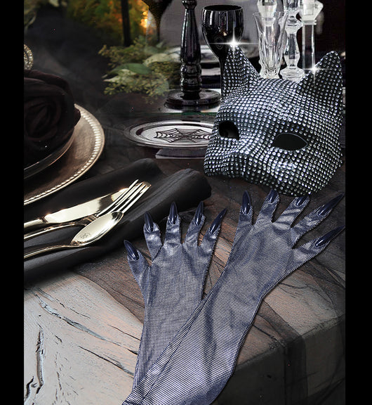 Traje de Gata Sexy con Máscara y Guantes de Diamantes para Halloween - Image 11