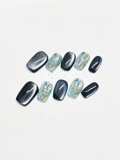 Armadura Elegante de Gato Azul Marino con Cristales Rhinestone Artesanal - Image 18