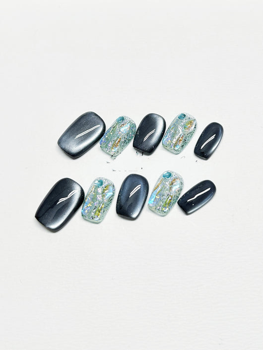 Armadura Elegante de Gato Azul Marino con Cristales Rhinestone Artesanal - Image 18