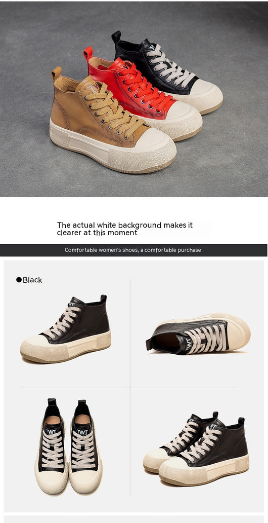 Tenis Altos Casuales de Cuero Premium Estilo Vintage para Mujer - Image 26
