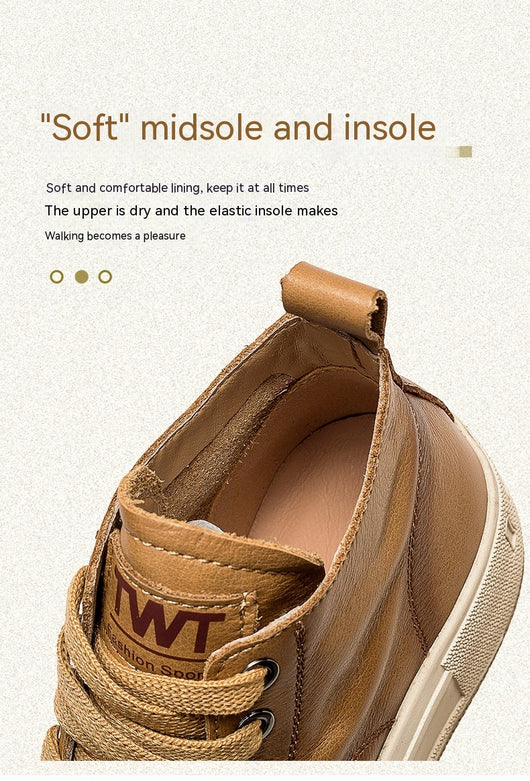 Tenis Altos Casuales de Cuero Premium Estilo Vintage para Mujer - Image 29